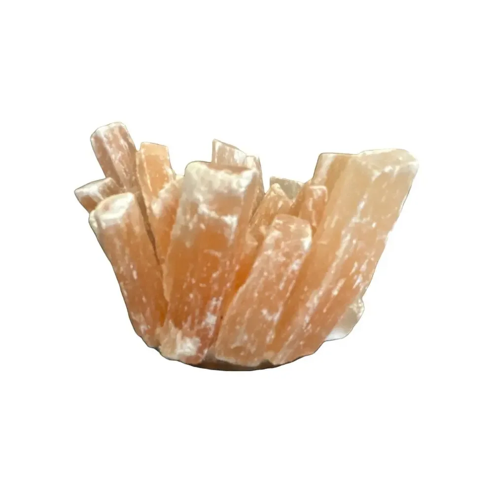 Peach Selenite Crystal Cluster Tea Light Candle Holder